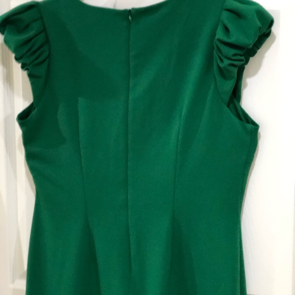 EnFocus Dress WM. Deep Green Stretchy Casual Classic#Puff Sleeves# Size 12. L. - Picture 8 of 15